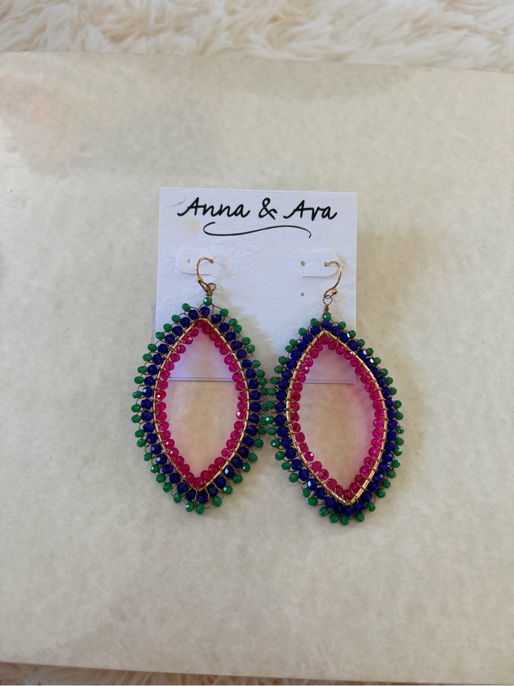 Anna & Ava Pink, Blue and Green Beaded Teardrop Earrings